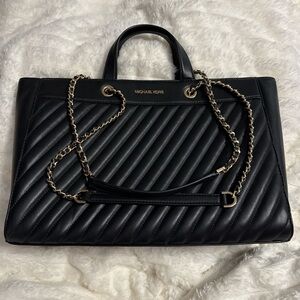 Michael Kors Black Quilted Shoulder Bag with Gold Chain